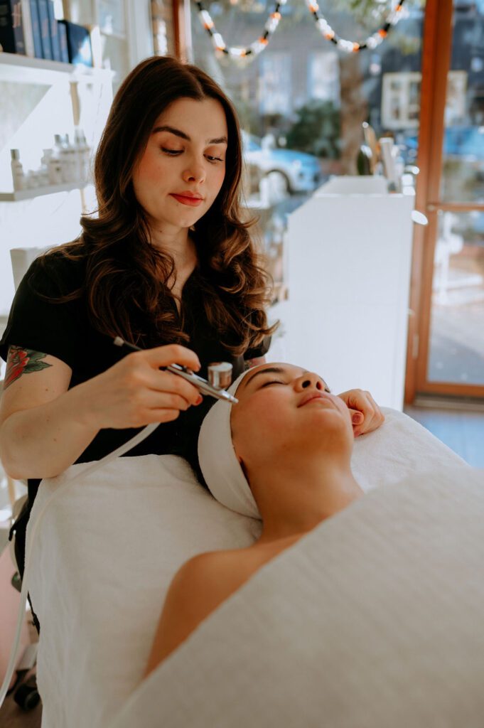 Behind the scenes of esthetician brand photography