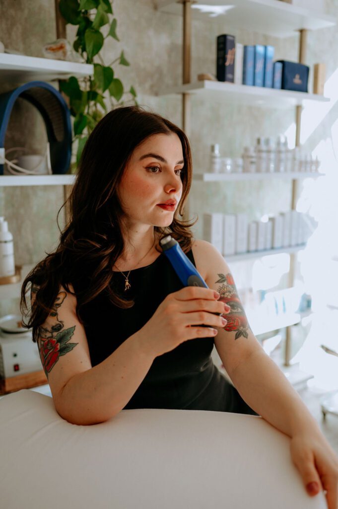 Professional brand photography for esthetician in skincare studio